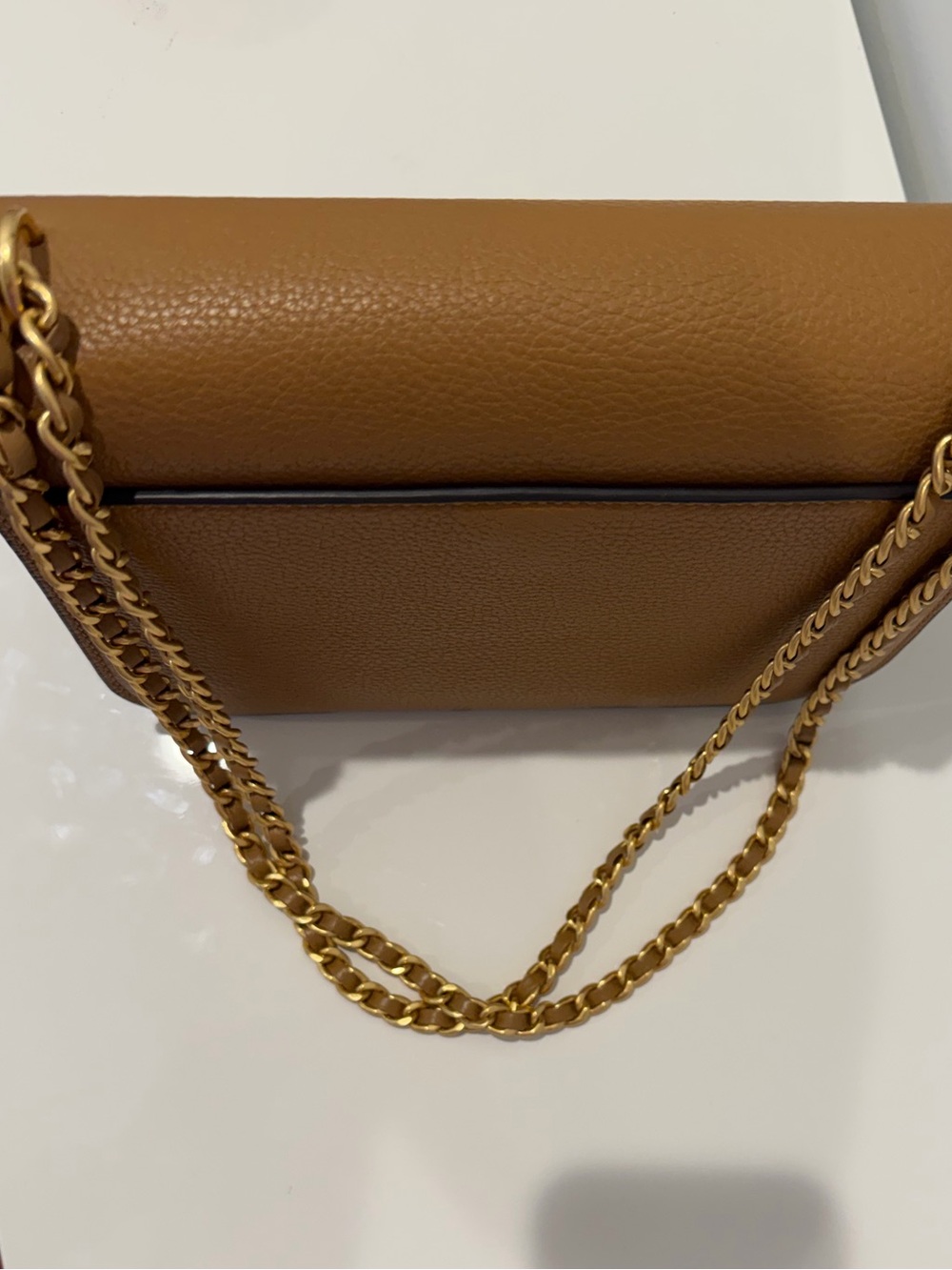 Tory Burch Pebbled Leather Crossbody in Cognac Brown with Gold Logo - Picture 8 of 13